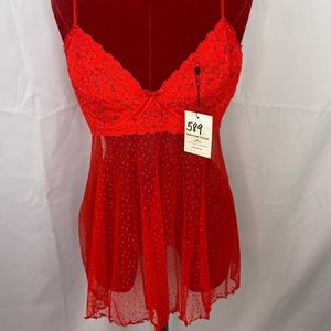 Vtg Cinema Etoile Red Lace Lingerie Dress